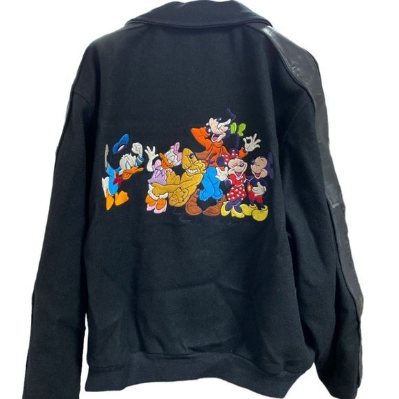 Vintage 90s Too Cute Guetta Brothers Disney Wool Leather Varsity Jacket - Picture 5 of 15